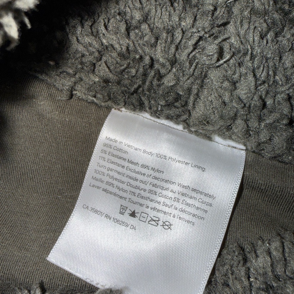 Lululemon Athletica‎ Warm Restore Sherpa Pullover Army Green Grey Cowl Sweater - Picture 3 of 5